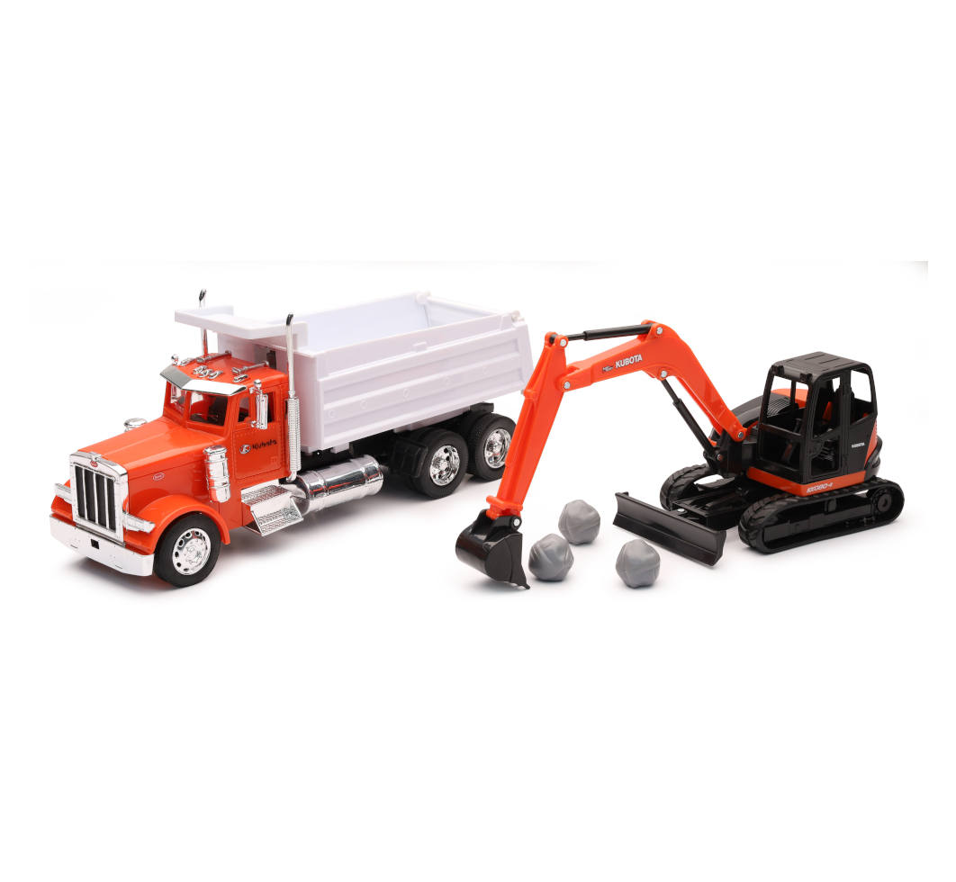 Kubota Toy Construction Equipment Kenworth Dump Truck Excavator Set SS33373 NEW 