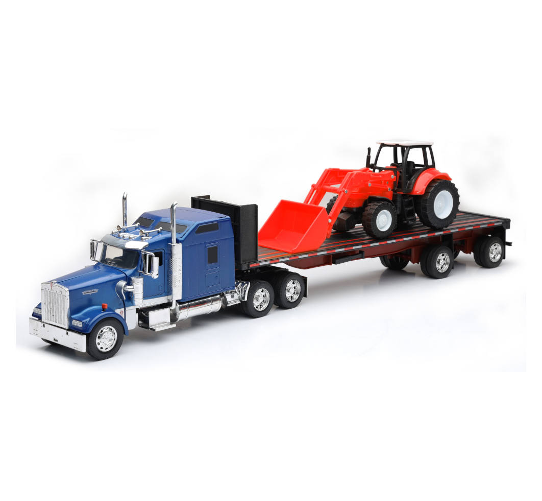 New Ray 1/32 Kenworth W900 with Flatbed & Forklift & Pallets Model SS-10263 A 